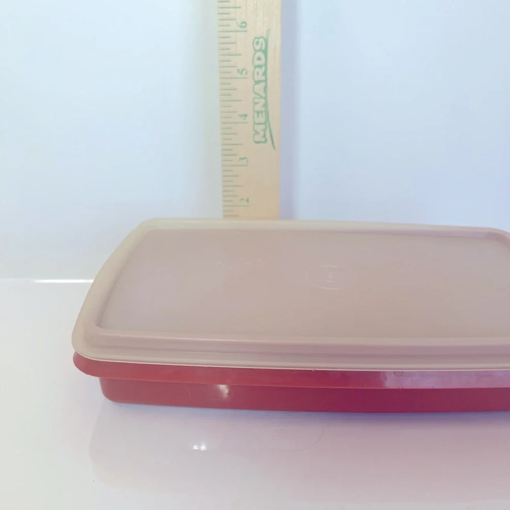 Two Vintage Tupperware Paprika Red Deli Storage Containers.  Two Sizes.